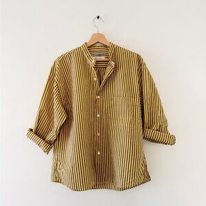 CRISTASEYA striped handmade oversized Japanese mao collar shirt